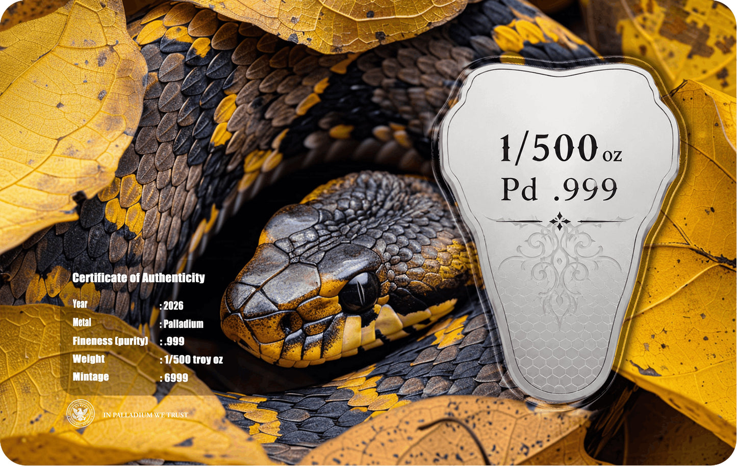 2026 Mamba Shaped 1/500 oz Palladium Medal in Card (07/02)
