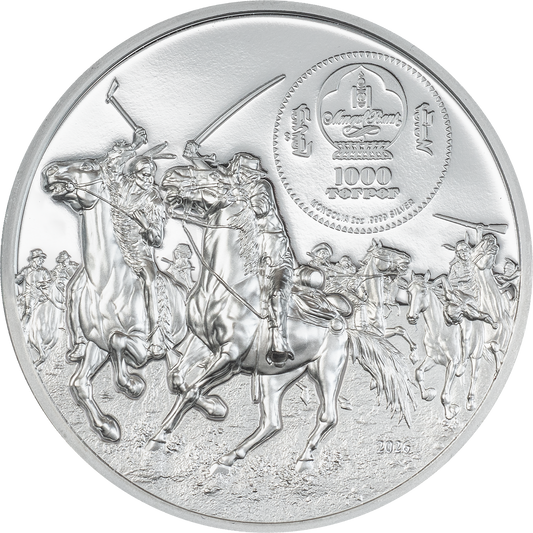 2026 Mongolia Enemies in History - Custer vs Sitting Bull 2 oz Silver Coin