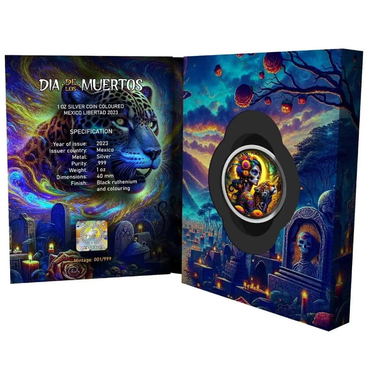 2023 Mexico Libertad Dia de los Muertos 1 oz Silver Colorized Coin