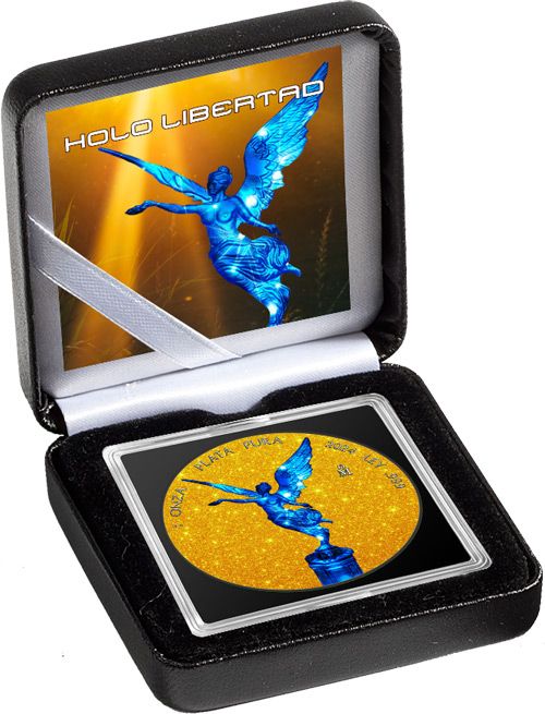 2024 Mexico Libertad Blue Electric Holo Golden Diamond Dust Edition 1 oz Silver Coin (Last day to order May 15th)