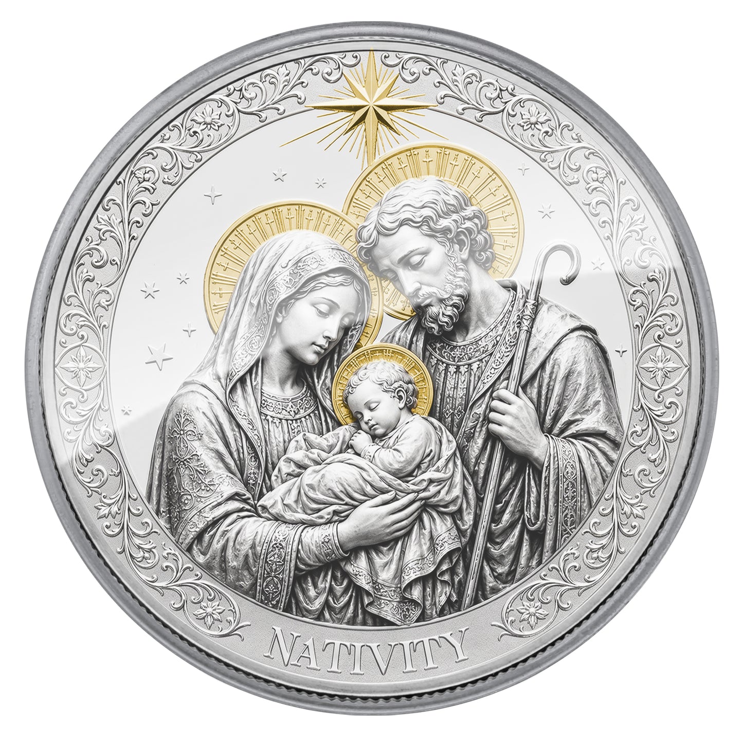 2026 Cameroon Nativity 5 oz White Brass Coin (06/19)