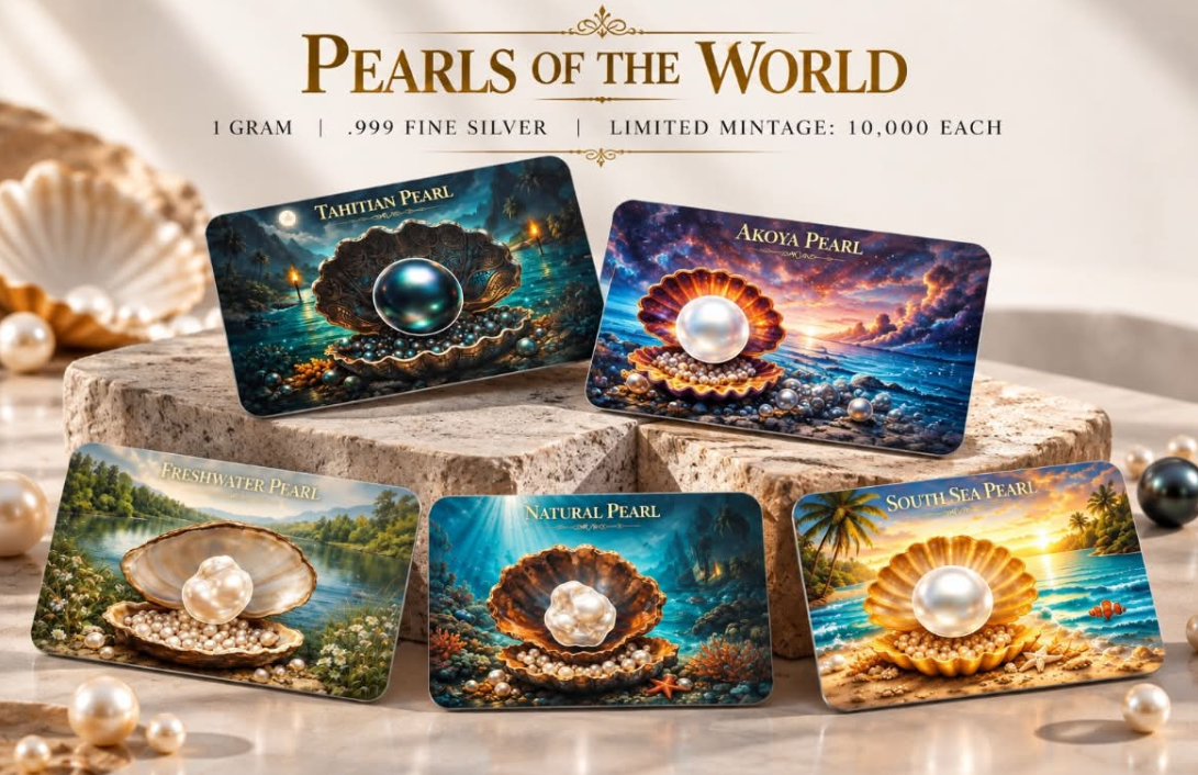 New Series! Natural Pearl Shaped 1g Silver Medal in Card