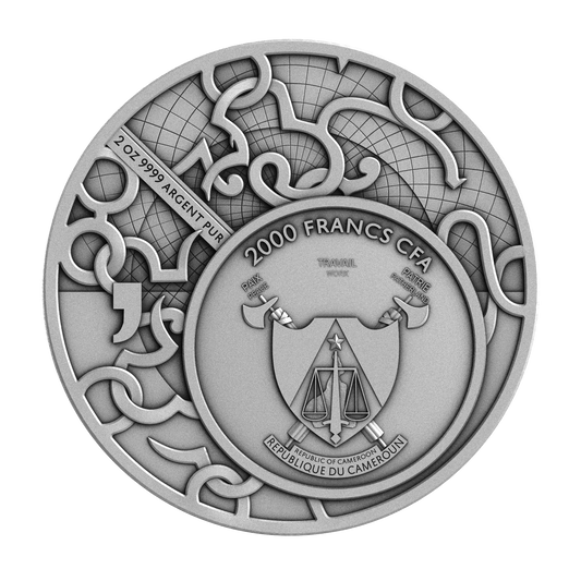 2026 Cameroon Paris & the Three Graces Antiqued 2 oz Silver Coin (07/15)