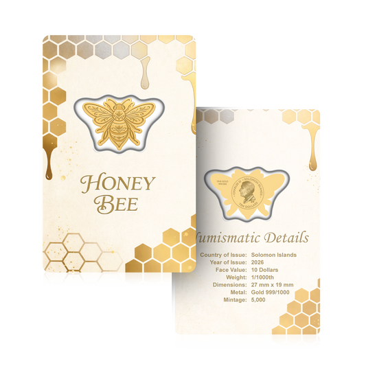 2026 Solomon Islands Honey Bee Shaped 1/1000 oz Gold Coin (07/08)