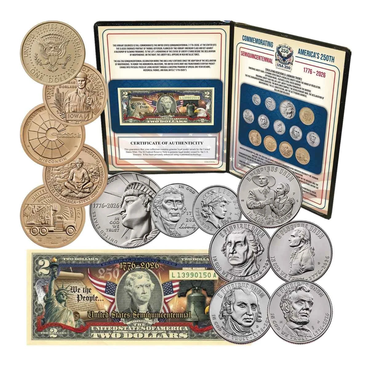 1776-2026 U.S. 'America's 250th Anniversary' Coin & Currency Full Album Set