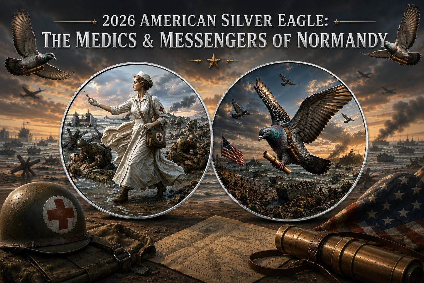 Estimate: 2026 U.S. Eagle The Medics & Messengers of Normandy Edition 1 oz Silver Coin (06/19)
