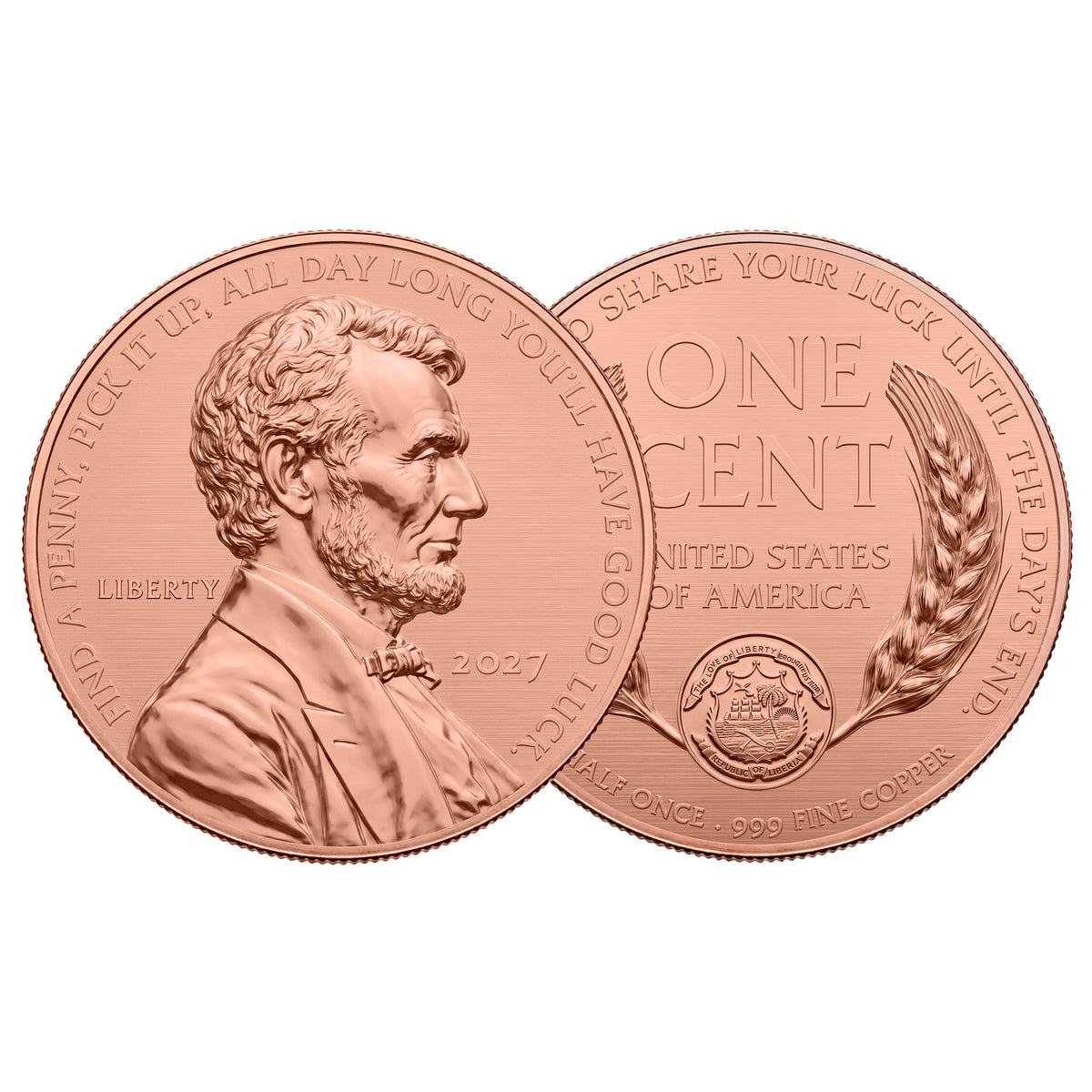 2027 Liberia Lucky Penny 1/2 oz Copper Coin