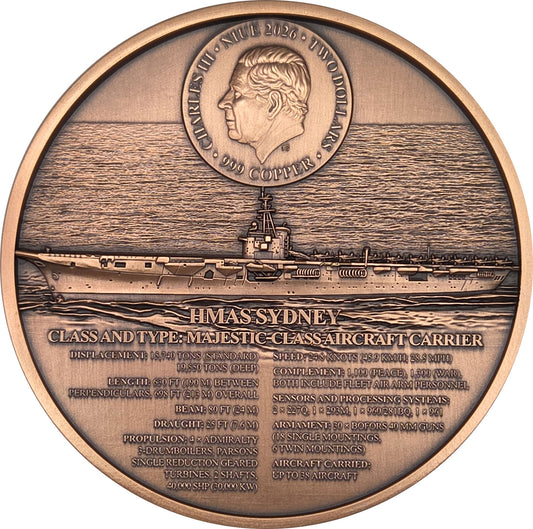 2026 Niue HMAS Sydney 430g Copper Coin (08/11)