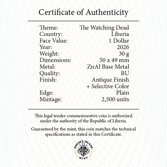 2026 Liberia The Watching Dead 30g CN Coin (06/26)