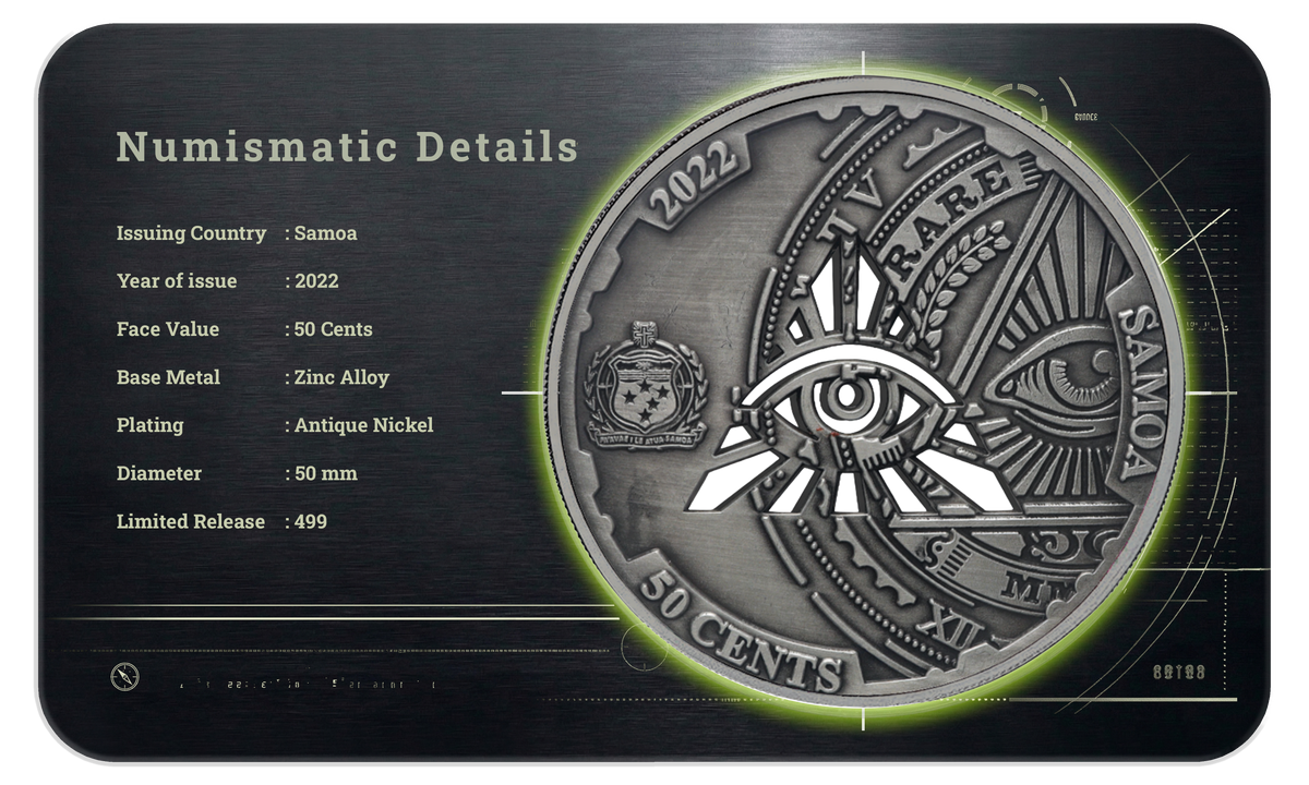 2022 Samoa Conspiracy Collection - Illuminati Cut-Out CN Coin in Card