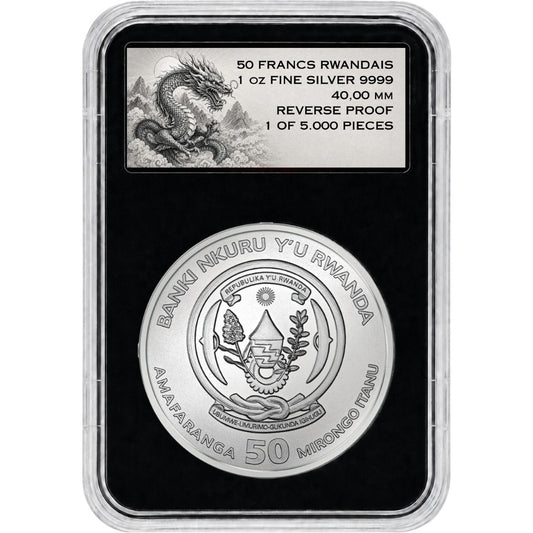 2026 Rwanda Chinese Blue Dragon Reverse Proof 1 oz Silver Coin