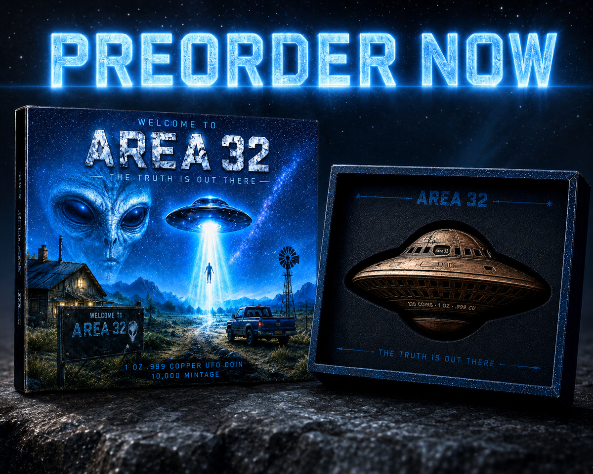 In Stock! Area 32 Encounter 1 oz High Relief Shaped Copper in Box