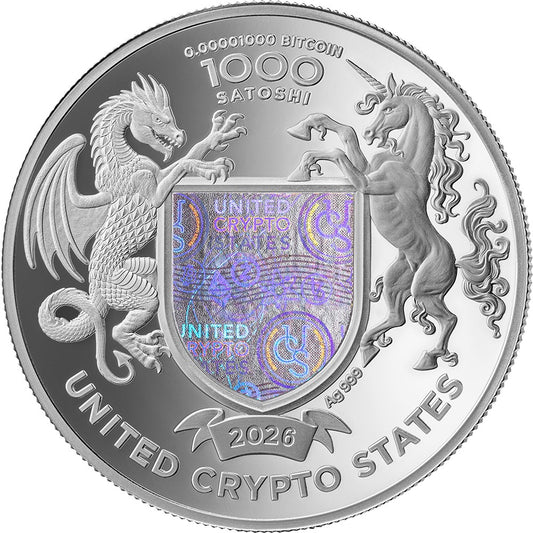 CRYPTO! 2026 United Crypto States Britannia 1 oz Silver Colorized Coin in Box w/COA (100 Mintage)