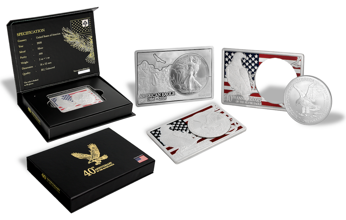 2026 U.S. Eagle 40th Ann. Special Colored Edition 3 oz Silver Coin in Bar