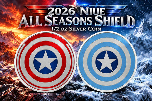 2026 Niue Captain America All Seasons Shield Edition 1/2 oz Silver Coin