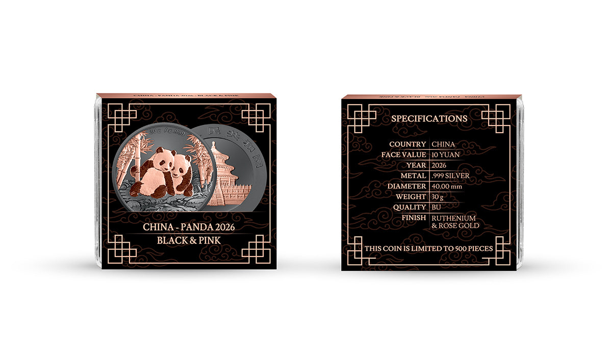 2026 China Panda Black & Pink Edition 1 oz Silver Coin (08/07)