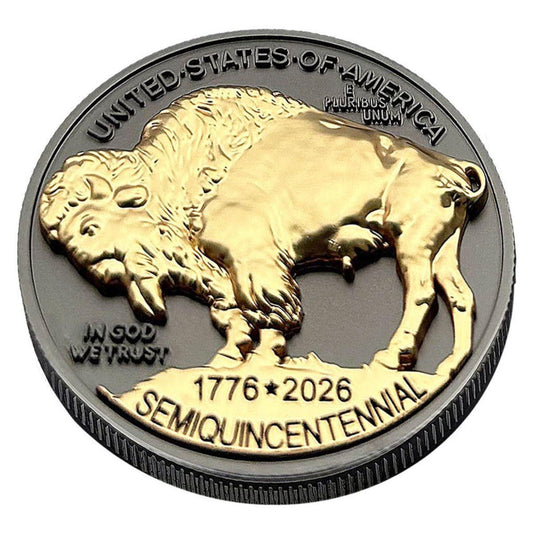 1776-2026 Buffalo Indian Head Tribute UHR Black Ruthenium & 24k Gold CN Round (07/15)
