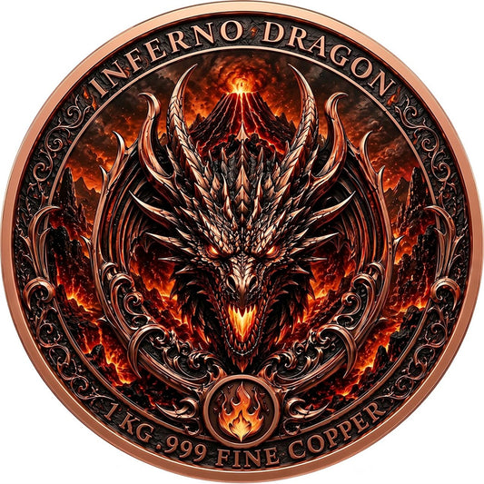 Inferno Dragon The Fire Tyrant 1 Kilo Copper Medal (07/10)