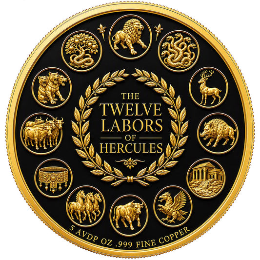 New Series! Hercules and the Nemean Lion 5 oz Copper Medal (08/10)