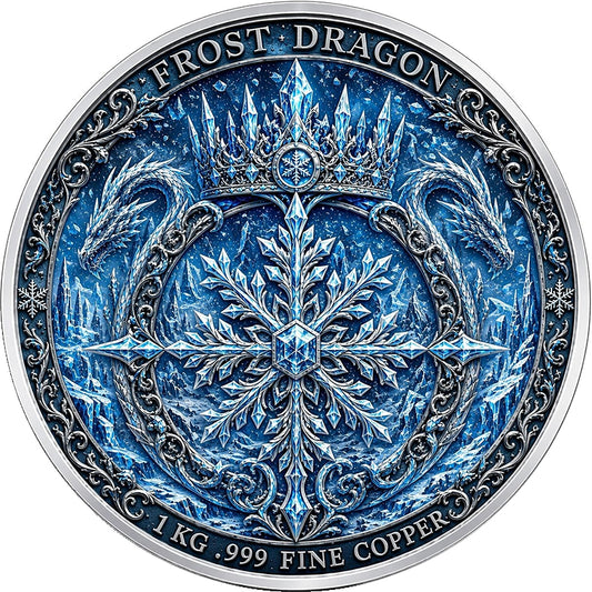 Frost Dragon The Ice Emperor Colorized 1 Kilo Copper Medal (07/22)