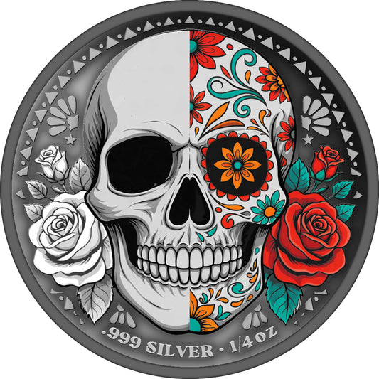 2026 Cameroon Sugar Skulls - Rose & Bone 1/4 oz Silver Coin