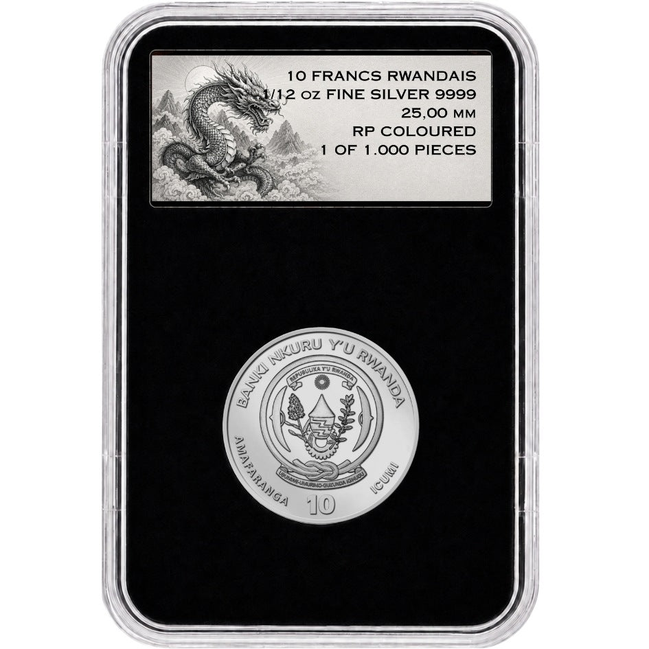 2026 Rwanda Chinese Blue Dragon Colorized 1/12 oz Silver Coin