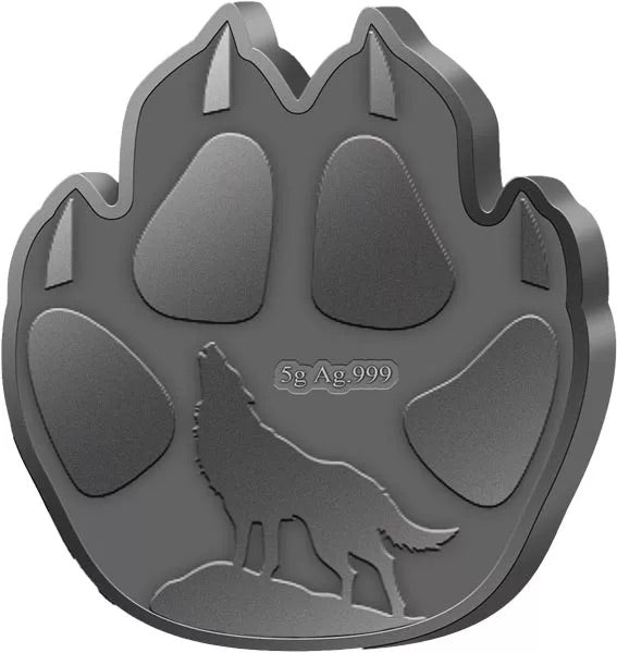 In Stock! 2025 Wolf Footprint Shaped 5g Silver Bar