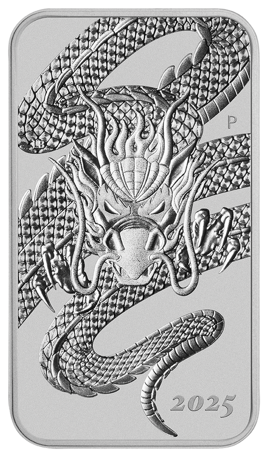In Stock! 2025 Australia Dragon Bar PROOF 1 oz Silver Coin