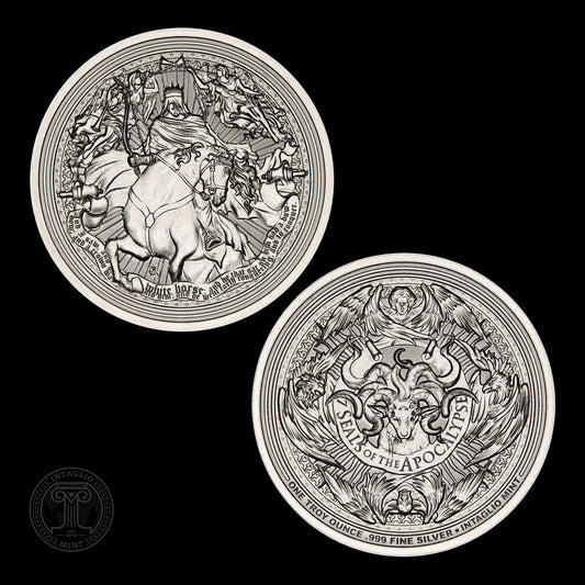 New Series! Estimate: Intaglio Mint Seven Seals of the Apocalypse - White Horse 1 oz Silver Round (08/03)