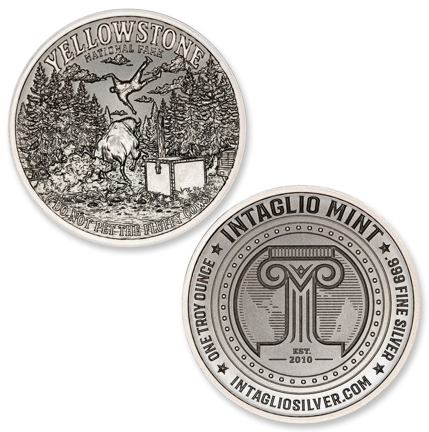 Estimate: Intaglio Mint Yellowstone NP - Don't Pet the Fluffy Cows 1 oz Silver Round (08/07)