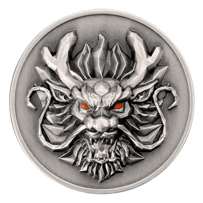 In stock! 2024 Fiji Year of the Dragon 3D UHR Antiqued 1 oz Silver Coin - Options: Original Mint Packaging