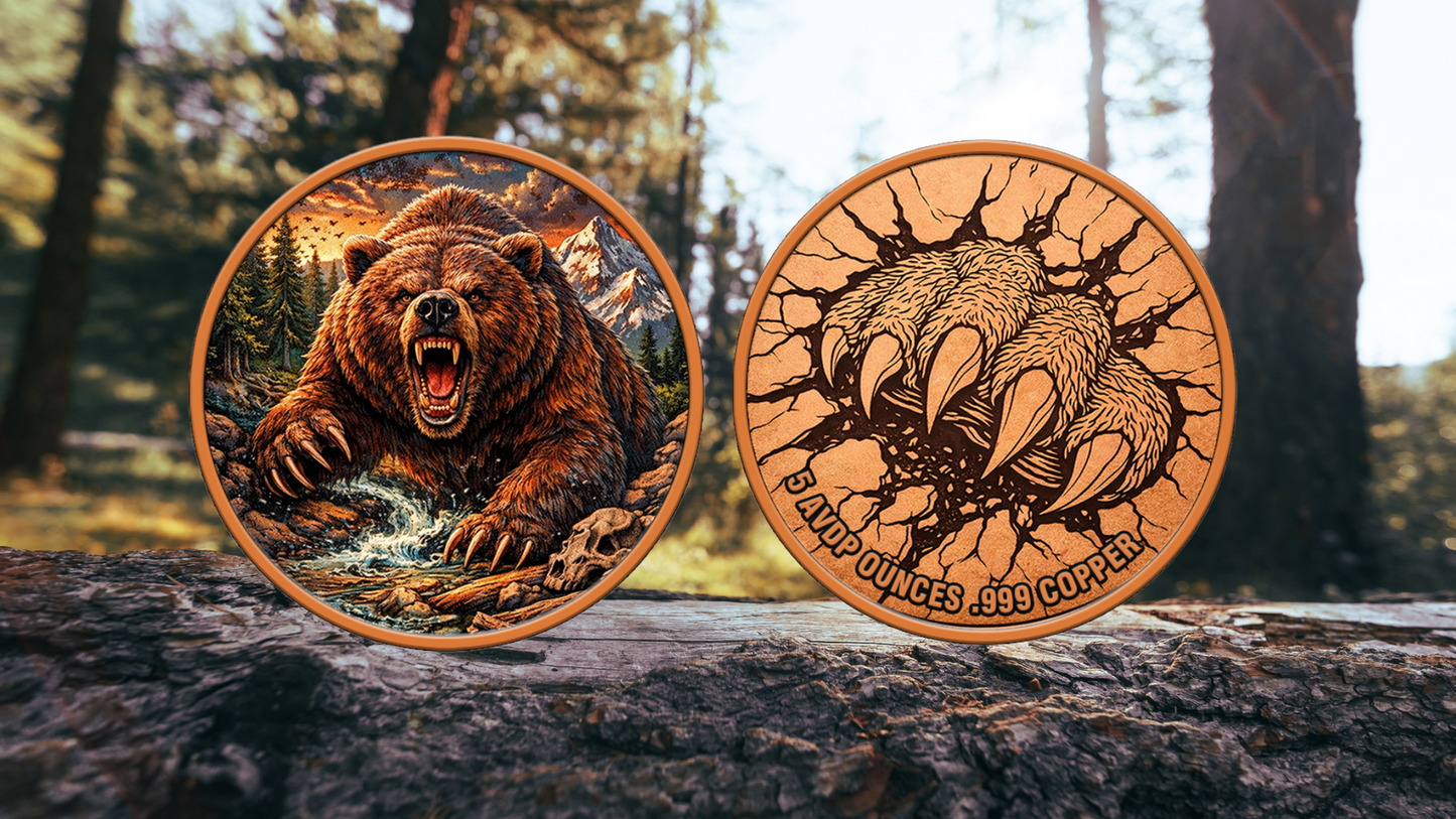Rage of the Wild Colorized 5 oz Copper Round