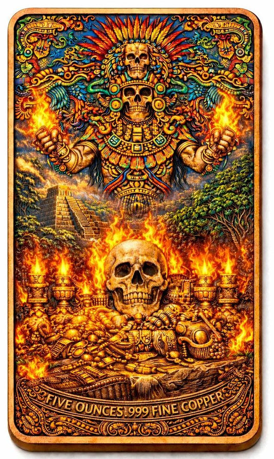 In Stock! Aztec Ritual Colorized 5 oz Copper Bar