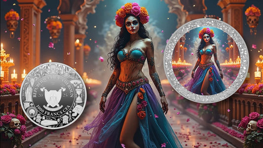 2025 Cameroon Dia de los Muertos Dancing Queen 1 oz Silver Coin (12/29)