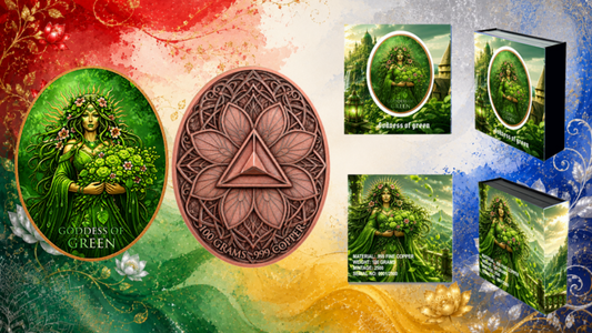 100 Gram Goddess Series - Goddess of Green Colorized Copper in Display Box