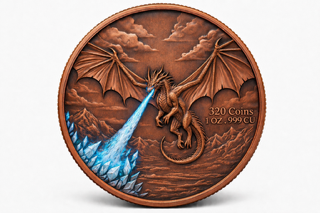 Ice Dragon Colorized 1 oz Copper Round (05/06)