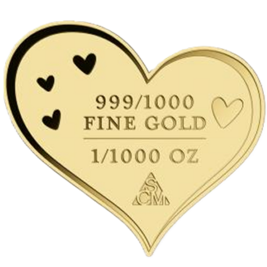In Stock! Heart Best Mom 1/1000 oz Gold Medallion with Case