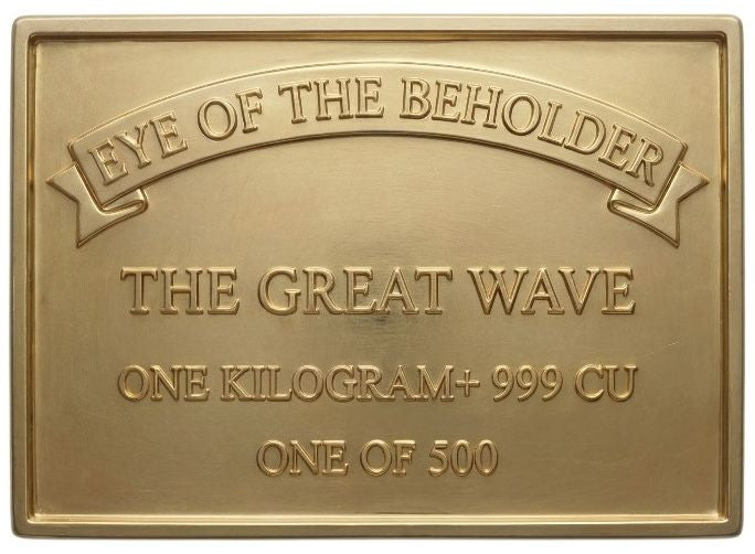 KILO! Eye of the Beholder - The Great Wave Colorized Gold Gilt 1 Kilo Copper Medal (01/14)