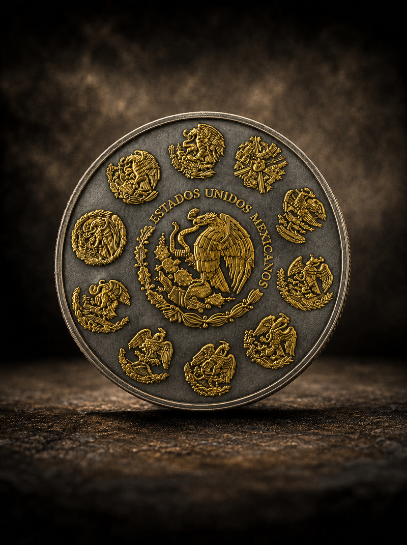 Antiqued Libertad en Oro Colorized 5 oz Copper Medal