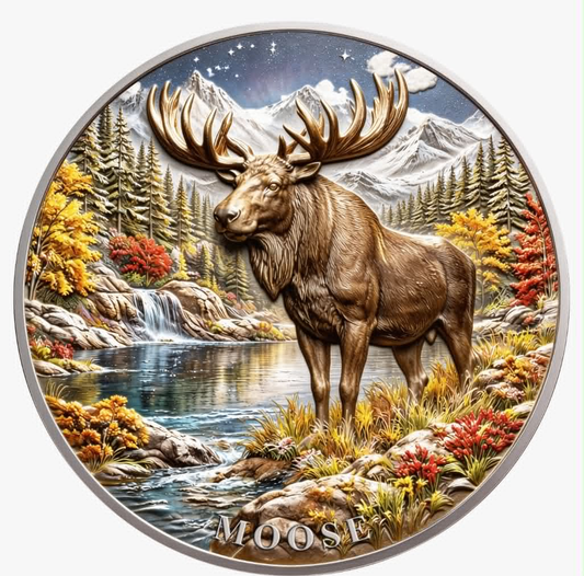 North American Wildlife - Moose UHR Colorized 1 oz Copper Medal in Card (06/11)