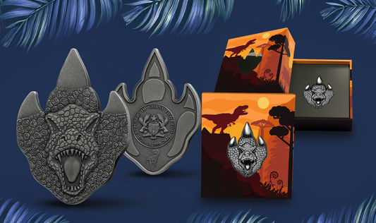 2026 Ghana T-Rex Footprint Shaped 1/2 oz Silver Coin (07/08)