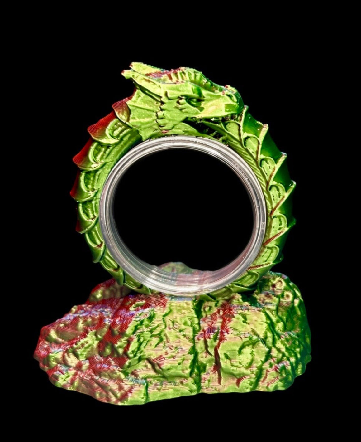 FREE STANDING DESKTOP COLOR CHANGING INFINITY DRAGON COIN HOLDER!