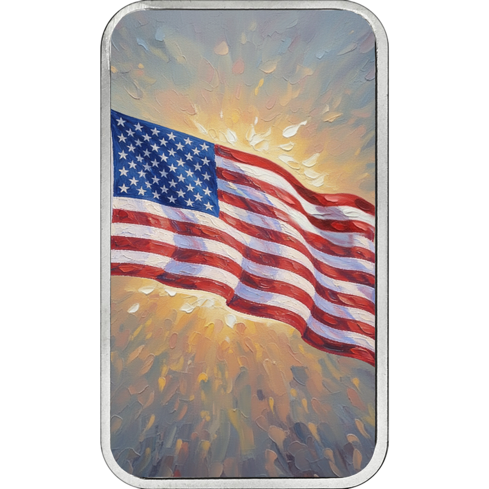 In Stock! Flags of the World - USA Colorized 1 oz Silver Bar (01/26)