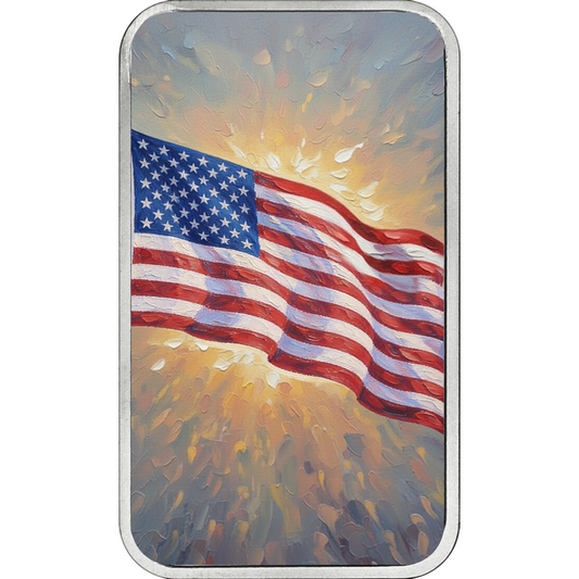 In Stock! Flags of the World - USA Colorized 1 oz Silver Bar (01/26)