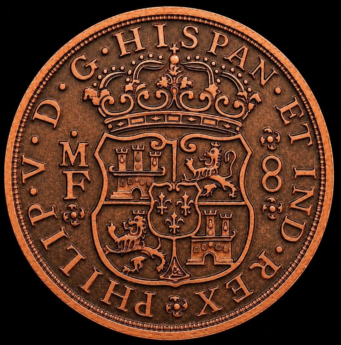 Intaglio Mint 1733 Pirate's Pillar Dollar 1 oz Copper Colorized Medal (7/13)
