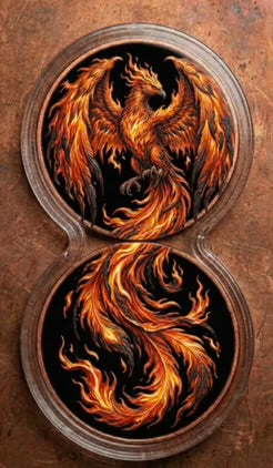 In Stock! 2026 Fiery Phoenix 2 Ounces .999 Fine Colorized Copper Infinity Medals