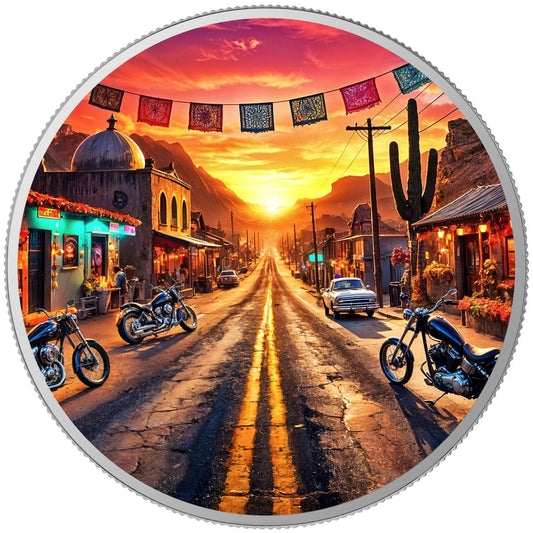 In Stock! Mexico 2024 Libertad - Dia De Los Muertos Biker Edition 1 oz Colorized Silver Art Coin (250 Mintage)