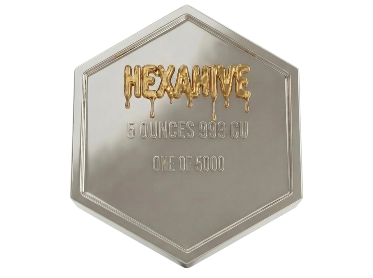 2026 Hexahive Bee Silver Gilded 5 oz Copper Medal (5,000 Mintage)