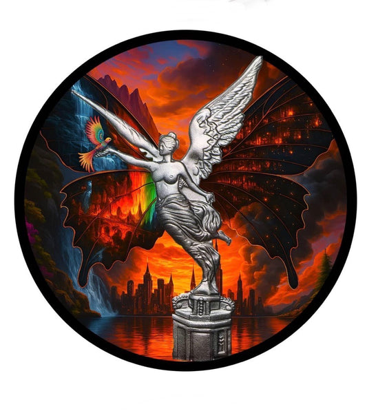 In Stock! 2024 Mexico Libertad Butterfly Utopia/Nightmare1 oz Colorized Silver Art Coin (100 Mintage)