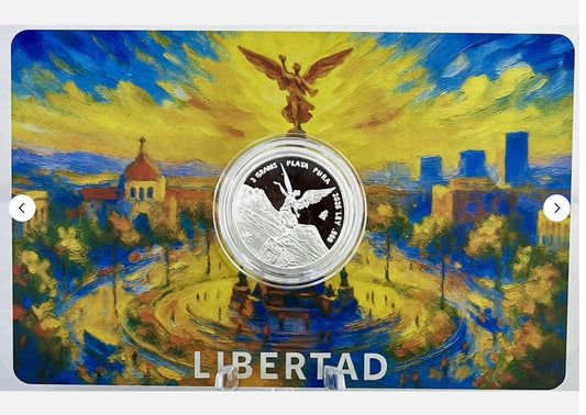 In Stock! 2026 Mexico Libertad Tribute Round 3 Gram .999 Silver Proof Art Medal in Card